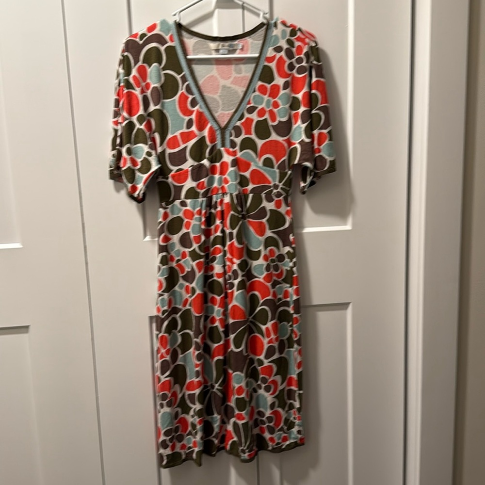 Boden Women's Mini Multicolor Y2K style Floral Kimono Empire Waist Dress 4R